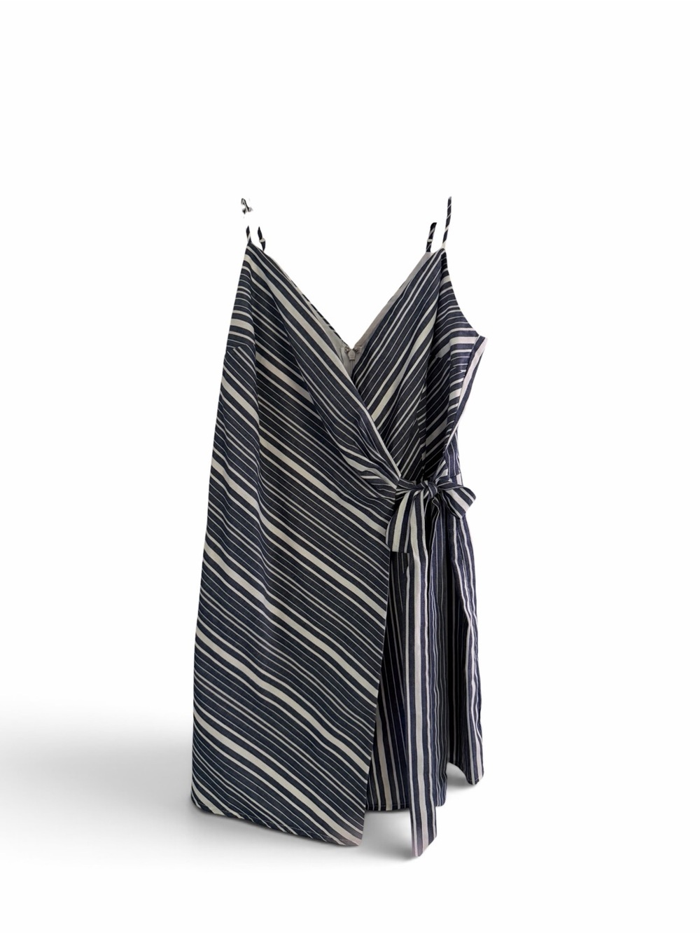 Striped Steel Blue and White Spaghetti Strap Romper